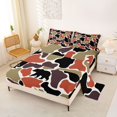 thumbnail image 2 of Castle Fairy Rustic Camo Bear Bed Sheets 4-Piece,Colorful Camouflage Wildlife Full Size Sheets,Rust Red Taupe Black,1 Fitted Sheet, 1 Flat Sheet and 2 Pillowcases, 2 of 6
