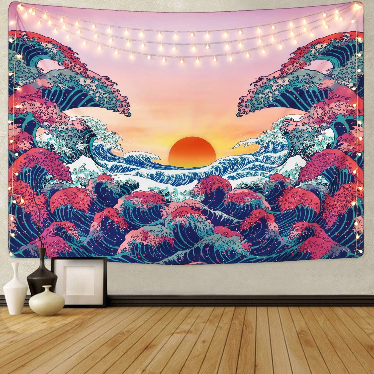 Ocean Wave Tapestry Sunset Tapestry 3D Great Wave Tapestry Japanese Tapestry for Room u2026 Walmart