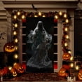 thumbnail image 4 of Halloween Decorations Door Cover, Large Scary Creepy Door Banner Bathroom Porch Door Backdrop House Halloween Party Decoration, 35*71 In Black, 4 of 8