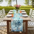 thumbnail image 4 of Table Runners 108 Inches Long Dress Scarves, Coastal Octopus Blue Farmhouse Coffee/Dining/Kitchen Table Runner for Living Room, Summer Beach Nautical Coral Starfish 13x108 Inch, 4 of 9