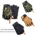 thumbnail image 1 of Guantes de camuflaje tácticos de medio dedo para niños, para deportes al aire libre, para fanáticos militares, antideslizantes, resistentes al desgaste, para estudiantes, 1 of 5