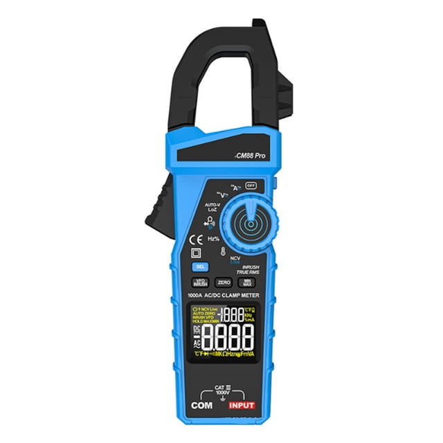 Pinza amperimétrica digital True RMS de 1000 A, CA, con ajuste de voltaje sin contacto.