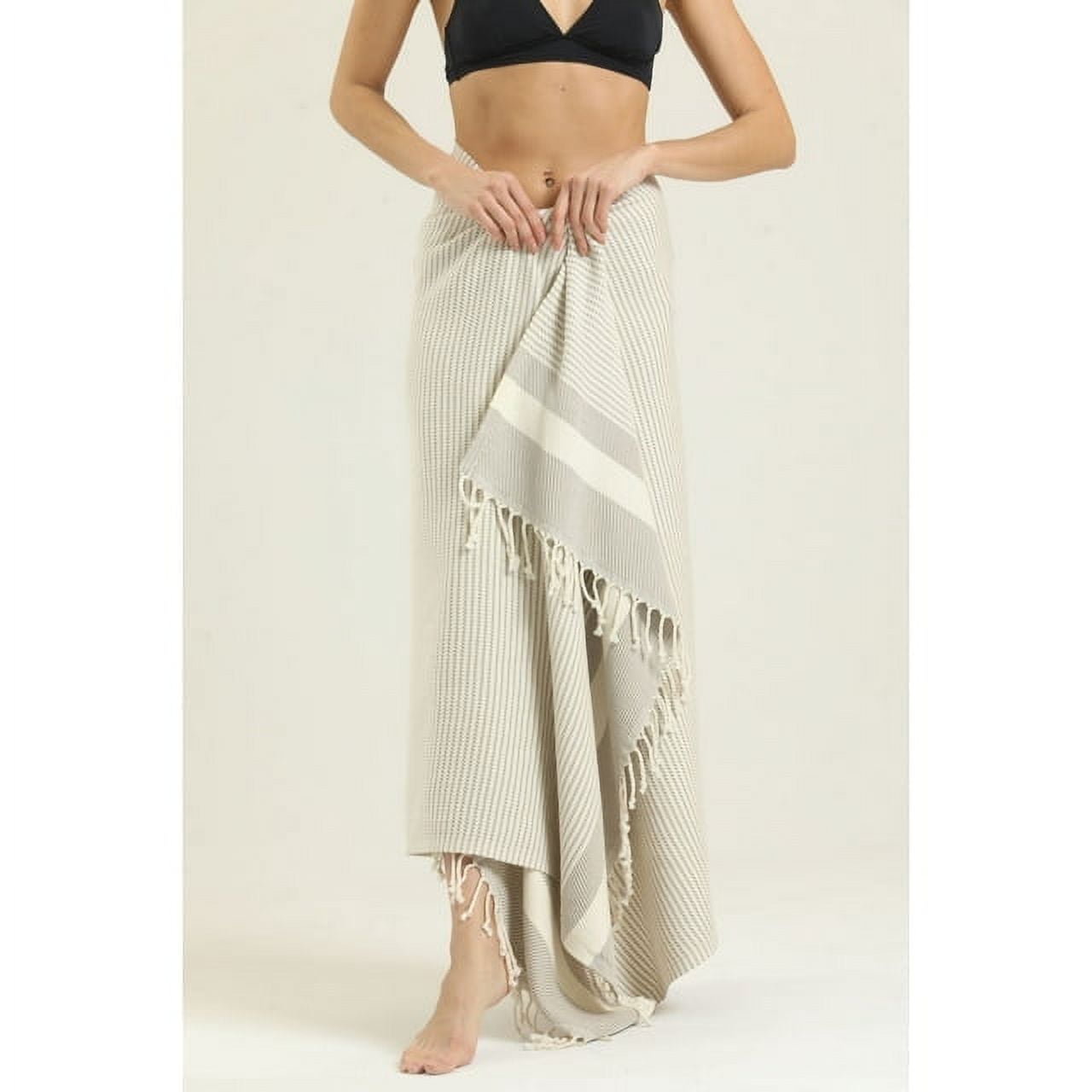 Premium Cotton Beach Towel Oversized 71x36in, Sand-Free, Quick-Dry & Ultra-Soft M.O.S (Cream)