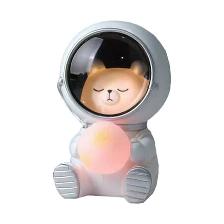 

LeKY Night Light Adorable Ornament Resin Pet Astronaut Night Light for Bedroom Bear