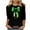 Black-A, variant on Womens St Patricks Day Clover Print Pullover 3/4 Sleeve Casual T-Shirt Shamrock Green Theme Soft Comfortable Festival Party Wear Top Green