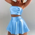 thumbnail image 2 of CHUMUD Skirt Sets for Women 2 Piece Outfits Summer Sleeveless Tube Top A-Line Mini Skirts Dance Club Party Shiny Set, 2 of 8