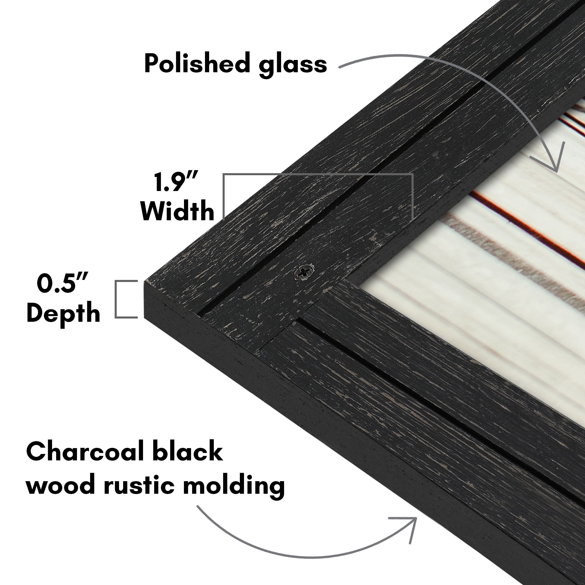 Americanflat 12x18 Poster Frame with Polished Plexiglass Hampton Collection Distressed Frames - Charcoal Black