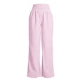 thumbnail image 4 of XIAOCHA Women's Stripe Print Wide Leg Pants Smocked High Waist Pants Daily Casual Loose Trousers, 4 of 4
