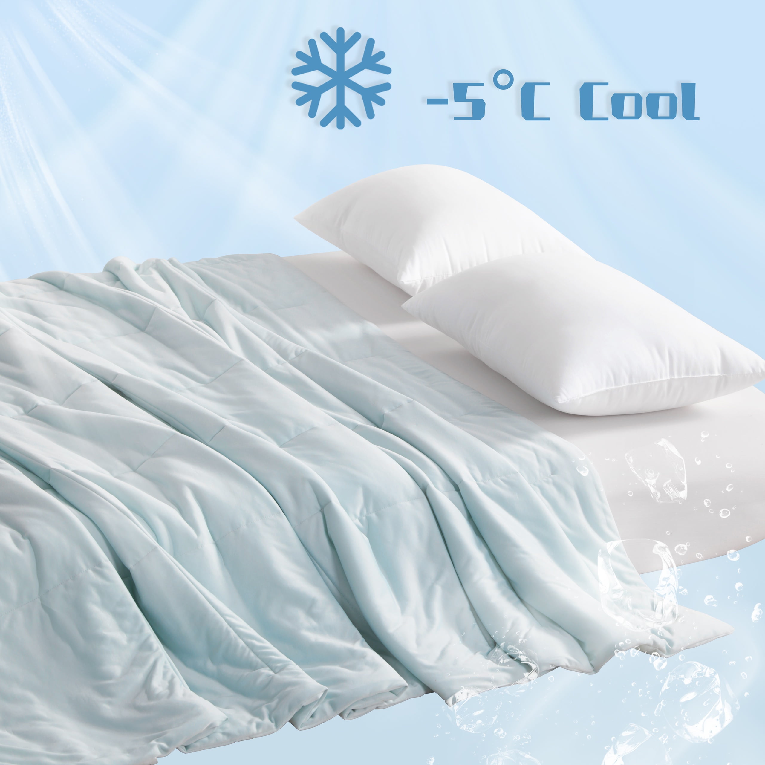 Ntbay Queen Size Cooling Comforter for Hot Sleepers, Breathable Double-Sided Cooling Blanket, 90" x 90", Aqua Blue