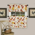 thumbnail image 6 of 3 Piece Curtains Tiers and Valances Set, Thanksgiving Fall Maple Leaves Print Burlap Texture Background Rod Pocket Short Window Treatment Tiers Curtains Panel and Valance for Cafe Bathroom Kitchen, 6 of 6