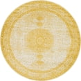 thumbnail image 1 of Unique Loom Bromley Traditional Border Rug 8' x 8' Round Yellow/Ivory, 1 of 1