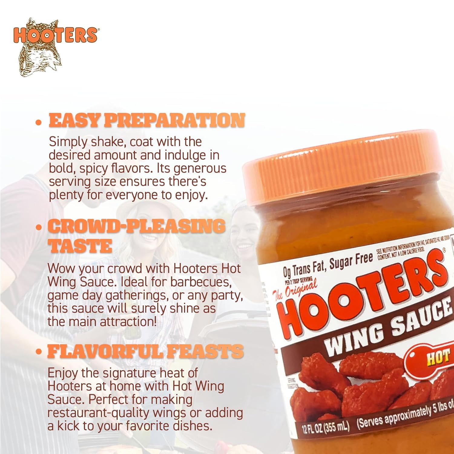 Hooter's Wing Sauce Hot, 12 OZ (Pack of 6)