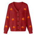 thumbnail image 4 of Women's Pumpkin Knit Cardigan, Long Sleeve Open Front Knitted Sweater, Fall Outwear Coat Tops, Kawaii Y2K Cute Funny Button Sweaters Fall Winter Causal Coat Cozy Loungewear, 4 of 4