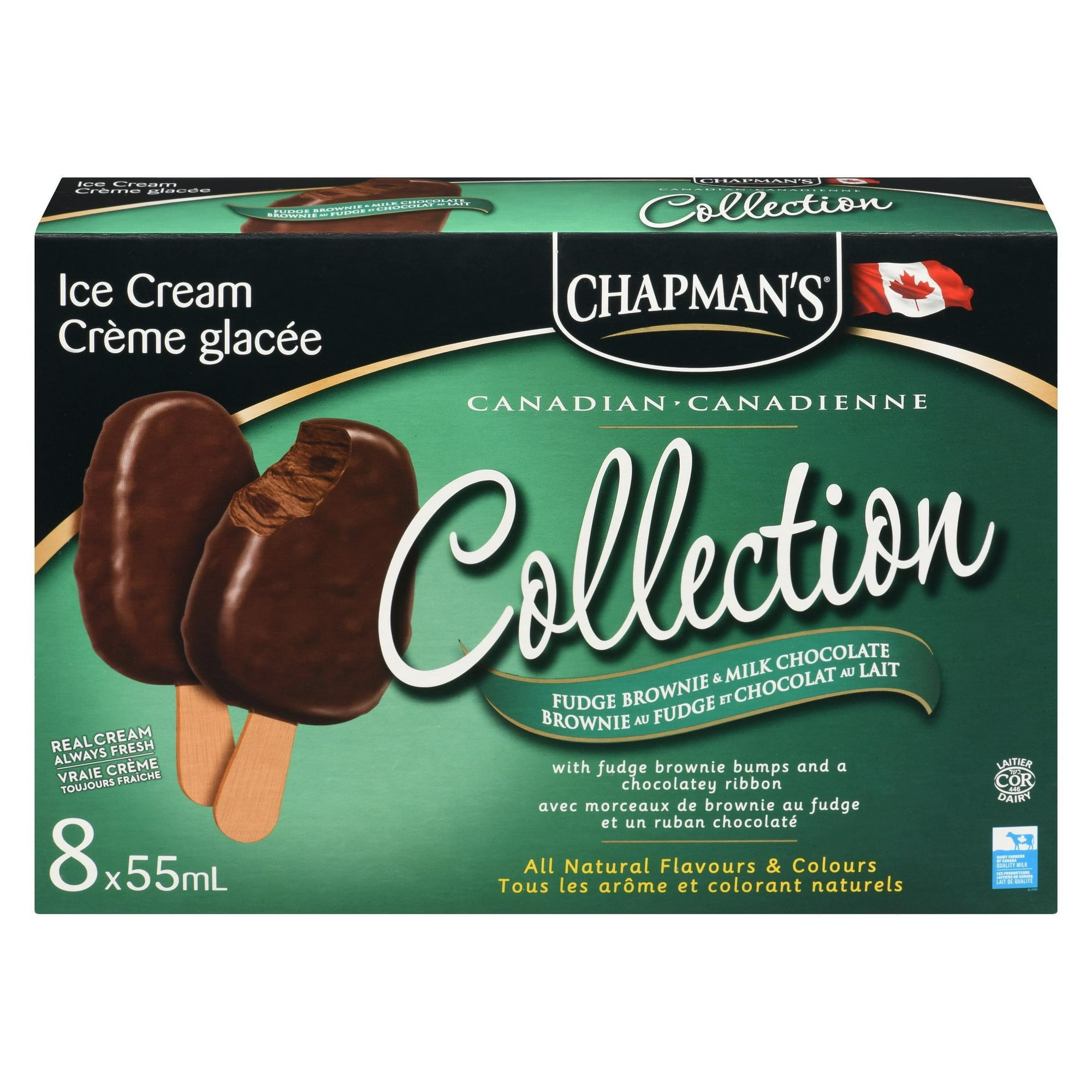 Chapman's Canadian Collection Fudge Brownie Bumpy Ice Cream Bar in a Carton, 8 x 55mL