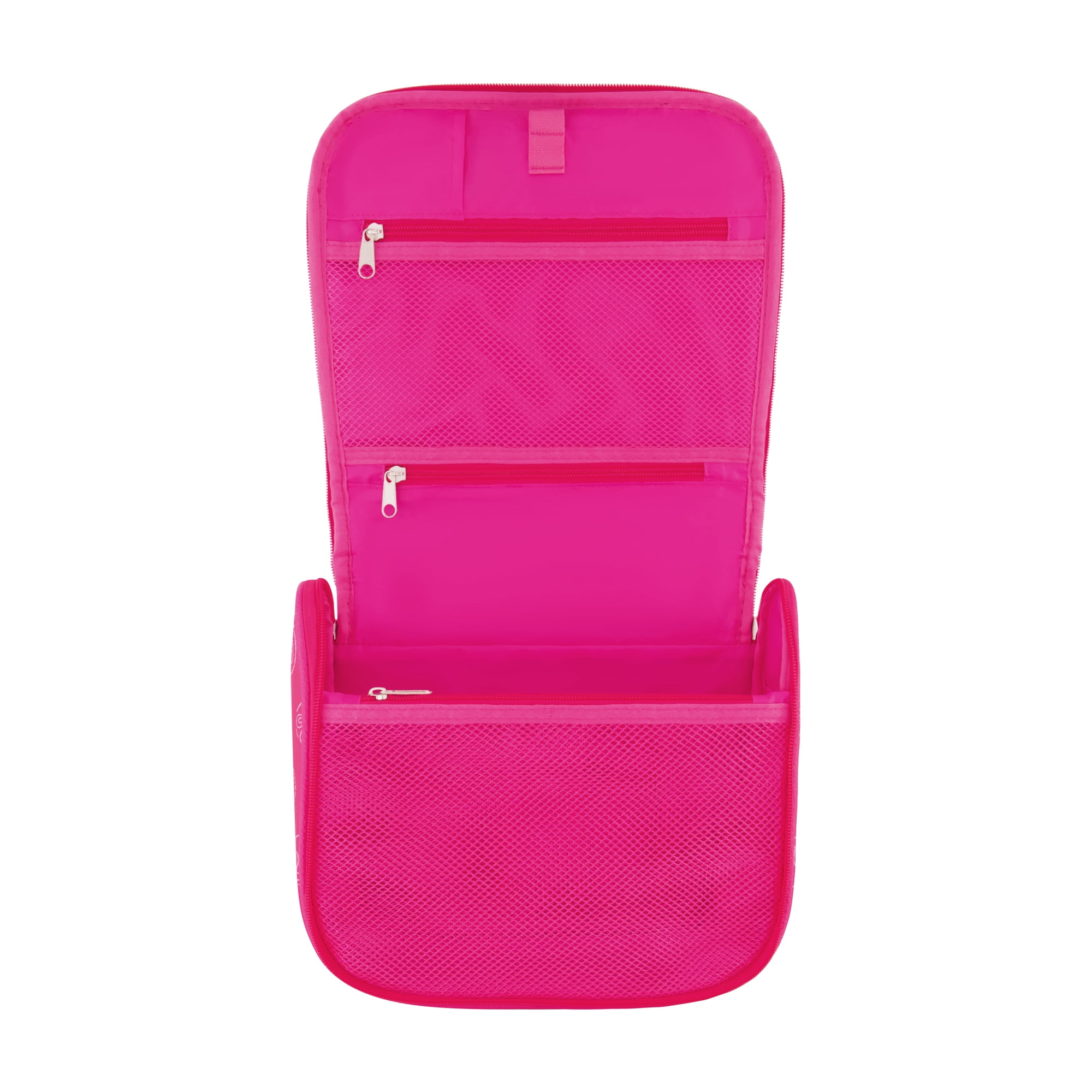 Barbie Women's Makeup Bag, Small Travel Cosmetic Zipper Pouch Organizer with Logo, Pink
