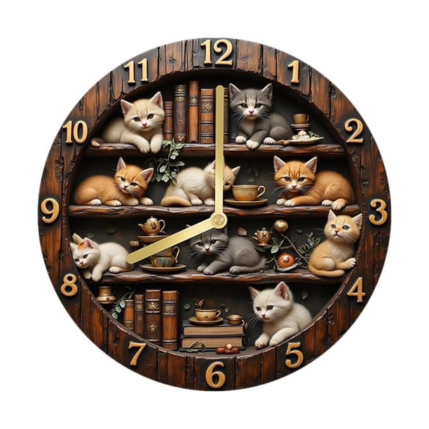 Reloj de pared 2D de diseño retro, reloj colgante, diseño vintage moderno y silencioso, decorativo. 12 pulgadas
