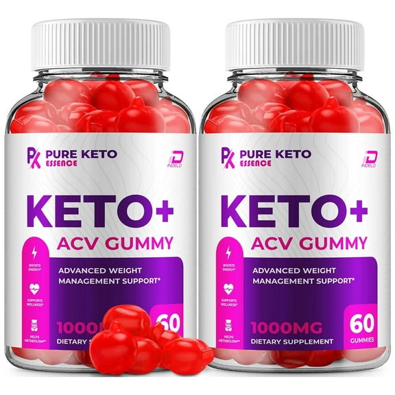 Pure Keto Essence ACV Gummies Supplement - PureKeto Essence Apple Cider Vinegar 1000MG, Vitamin B12, 2 Pack, 120 Gummies