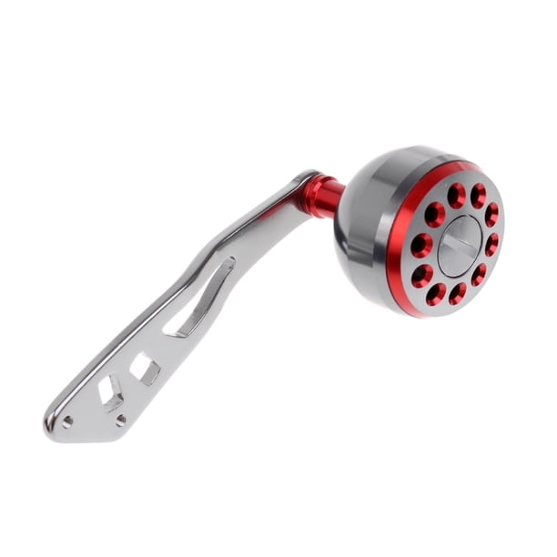 Mango Completo de Carretes de Pesca de Cebo de Metal CNC con Perilla de Bola Plata roja Sunnimix Manija de la manija del carrete de la pesca