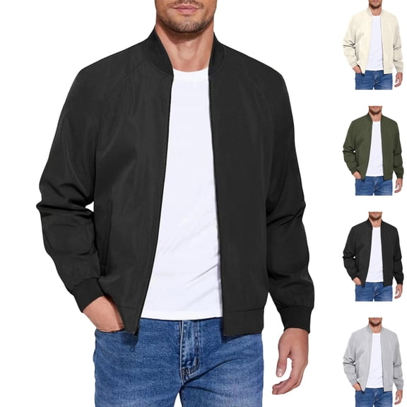 GrmtClth Mens Corduroy Bomber Jacket Lightweight Zip Up Casual Retro Fall Varsity Jacket with Pockets Black S