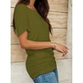 thumbnail image 2 of Women's Casual Short Sleeve Dolman Boat Neck Summer T Shirts with pleats Size S-3XL, 2 of 4