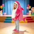 thumbnail image 2 of Bjutir Shark Romper Girls Boys Long Sleeve Hooded Jumpsuit Warm Outdoor Wear Bodysuit Size 1-6 Years Pink, 2 of 5