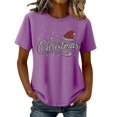 thumbnail image 6 of Frostluinai Christmas Rhinestone Tee Shirts Women Crew Neck Xmas Party Shirt Funny Letter Print Short Sleeve Tshirts S-XXL, 6 of 7