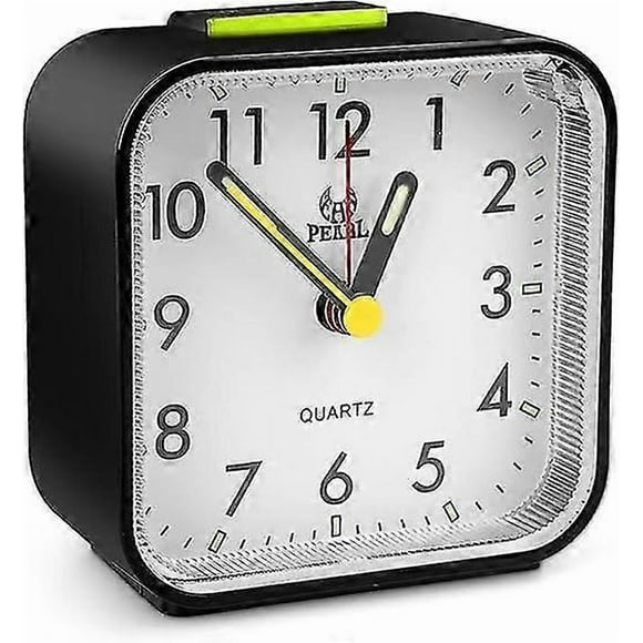 Silent Analog Alarm Clock, Bedside Morning Alarm Clock, Battery Operated Alarm Clock, Small Non Ticking Alarm Clock, Travel Alarm Clock with Glow/Snoo_Perfect Gift