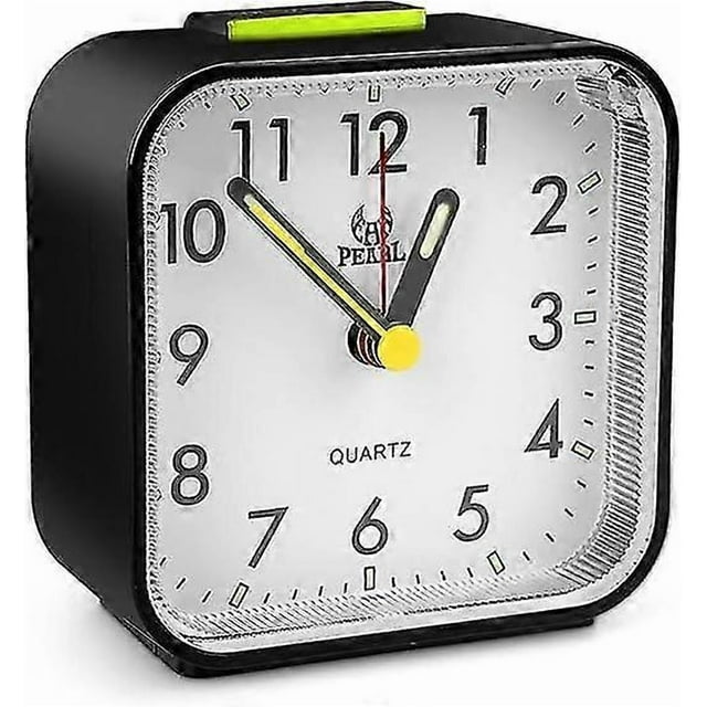 Silent Analog Alarm Clock, Bedside Morning Alarm Clock, Battery Operated Alarm Clock, Small Non Ticking Alarm Clock, Travel Alarm Clock with Glow/Snoo_Perfect Gift