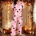 thumbnail image 5 of RMGVDSD Pajama Sets for Women 2 Piece Soft Sleepwear Halloween Pajamas Cute Print Short Sleeve Top and Long Pants Comfortable Loungewear Set, 5 of 6