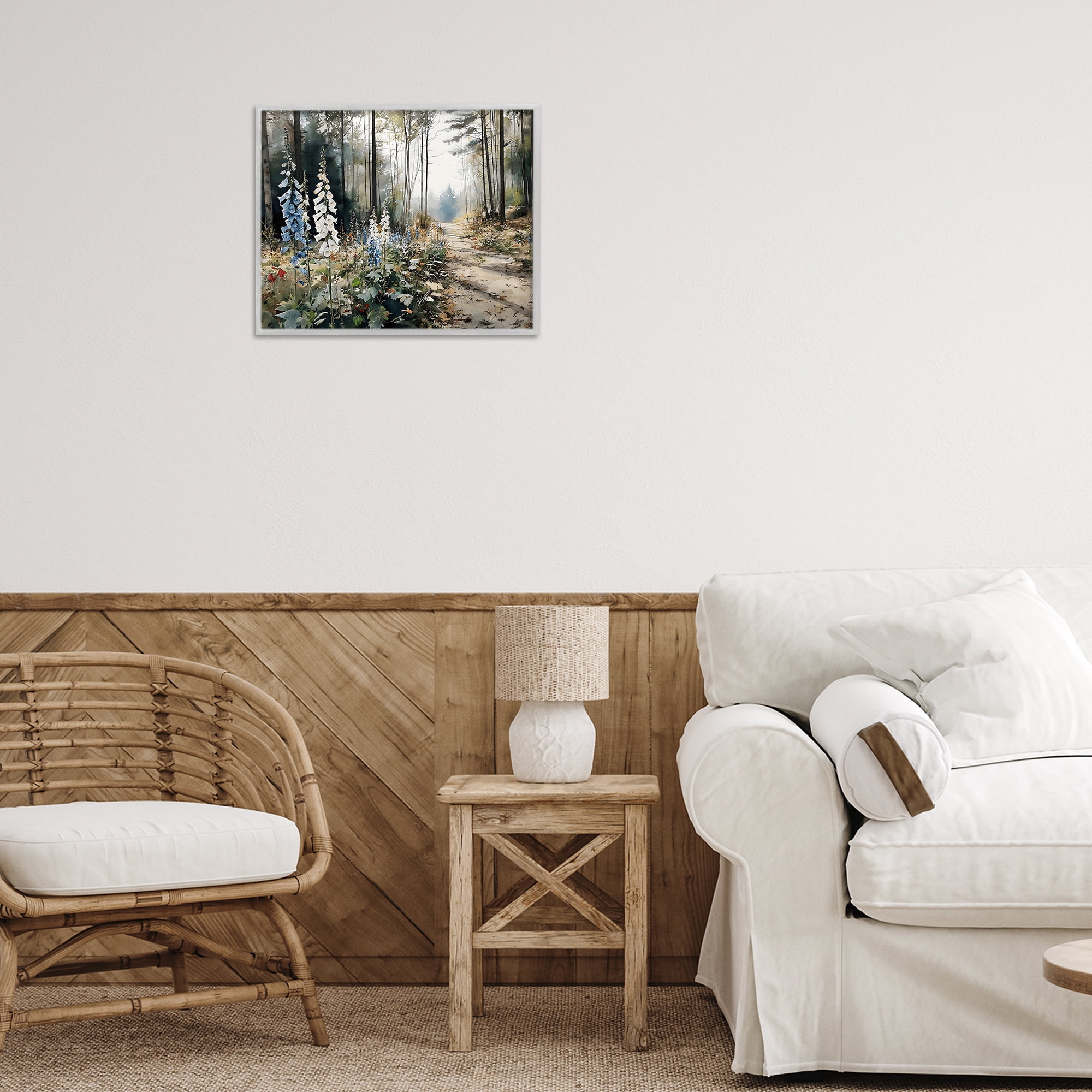 Stupell Industries Foxglove Path Sunlit Woods Gray Framed Giclee Art, design by Franklyn Gregory