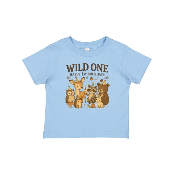 Inktastic Wild One Happy 1st Birthday Woodland Animals Boys or Girls Baby T-Shirt