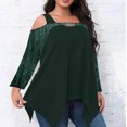 thumbnail image 3 of Scyoekwg Plus Size Tunic Tops for Women Round Neck Sequin Irregular Hem Blouse Top Long Sleeve Tops for Women Trendy Tshirt Loose Solid Color Dressy Casual Blouses (Green,XXXXXL), 3 of 7