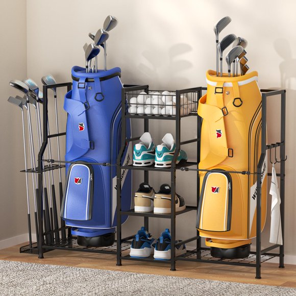 Organizador de almacenamiento para golf samstar, soporte para 2 bolsas, 125 x 30 x 82 cm