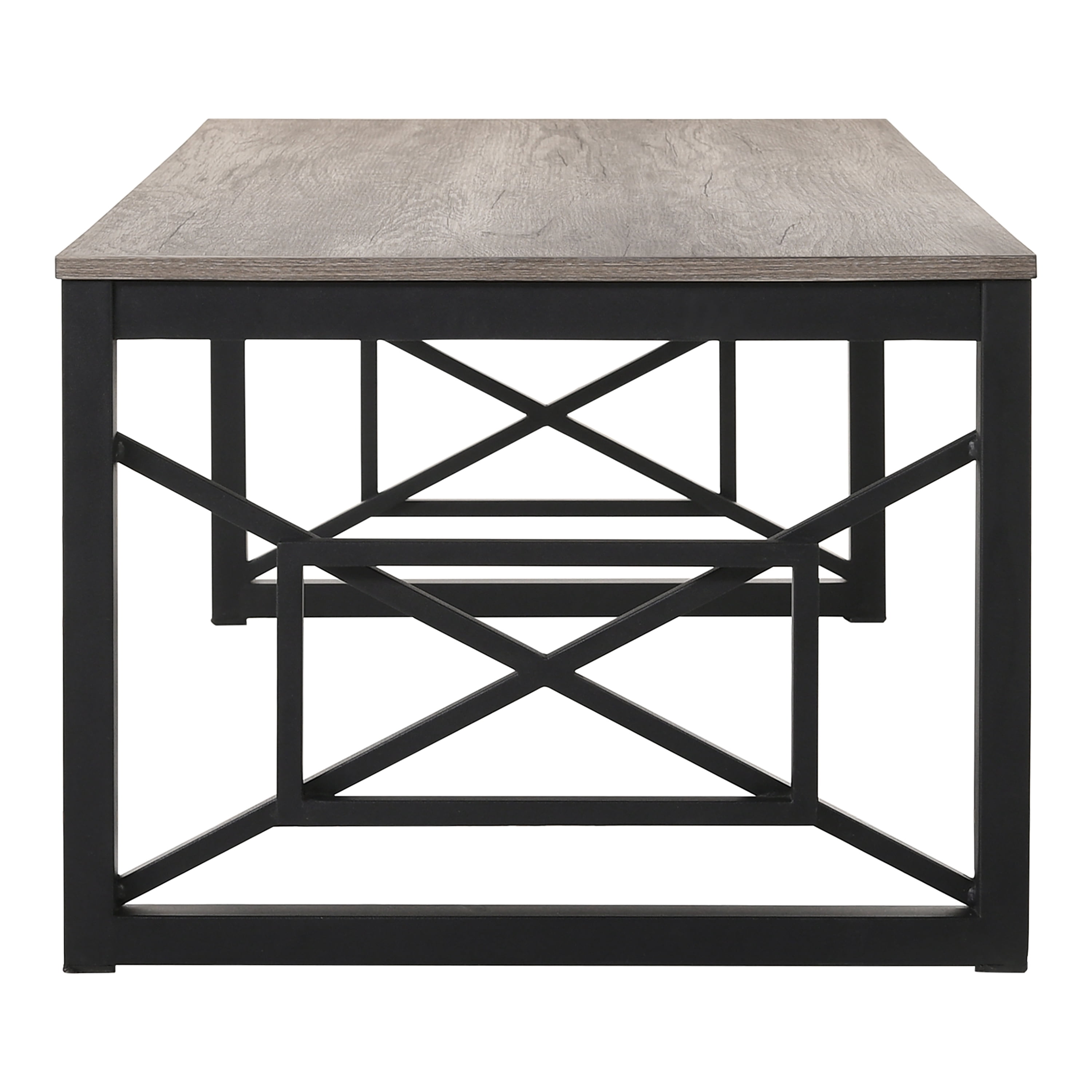 Furniture of America Dexter Wood Top and Metal Gray 2-Piece Coffee Table Set