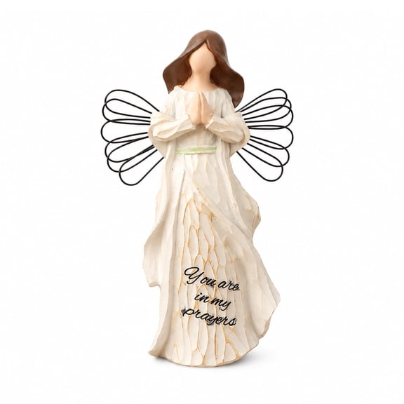 Hand-Painted Angel Prayer Sculpture, Handcrafted Peaceful Angel Figurine, Warm Decorative Statue, Thoughtful Healing Gift for Home Tabletop Shelf Decoration