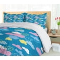 thumbnail image 5 of Ambesonne Cartoon Duvet Cover Set, Style Clouds Dots, 2-Calking, Sea Blue Pastel Yellow, 5 of 7