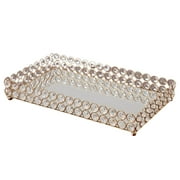 Gold Perfume Mirror Vanity Tray Dresser Ornate Tray Home Wedding Decorative 35x20x5cm