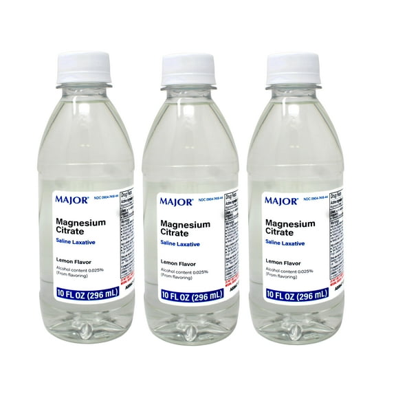 3 Pack - MAJOR Magnesium Citrate Saline Laxative - Helps Relieve Occasional Constipation (Irregularity), Lemon Flavor, 10 Fl Oz
