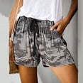 thumbnail image 2 of ERkkoi Summer Shorts For Women 2025 Running Shorts Fashion Comfy Drawstring Print Elastic Waist Pockets Sweat Shorts Women Athletic Shorts Camouflage XXXXXL, 2 of 4