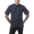 thumbnail image 3 of Pro Club Men's 3-Pack Heavyweight Cotton Short Sleeve Crew Neck T-Shirt, Navy, Small, 3 of 6