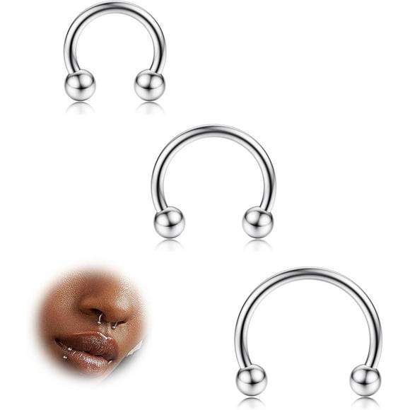 shiyou-Titanium 16G Septum Rings for Women Men Titanium Surgical Steel Horseshoe Nose Piercing Septum Hoop Earring Eyebrow Tragus Lip Rings Daith Helix Piercing Jewellery 8-12mm