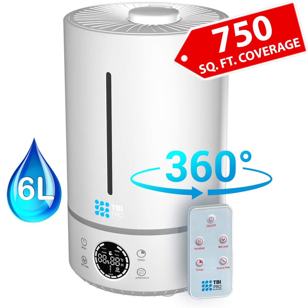 TopFill 6L Cool Mist Large Humidifier for Home 360° Humidifiers for Large Room, Bedroom