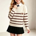 thumbnail image 6 of BLVB Girls Cute Bow Sweater Cable Knit Pullover Mock Neck Long Sleeve Jumper Tops Fall Winter Clothes(Brown,9-10 Years), 6 of 6