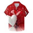 thumbnail image 2 of successthop Valentines Day Clothes Button down Shirt Men Short Sleeve Plus Size Polyester Casual Button up Love Heart Printed Lover Gift Blouse Tops for Valentines Gifts Pink XL, 2 of 5