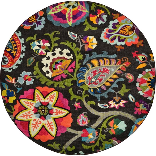 Unique Loom Estrella Abstract Paisley Area Rug 8' x 8' Round Brown/Beige