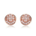 Alphabetdeal C.Z. Rozzato Sterling Silver Rose Plated Double Circle Design Round Earrings