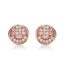 Alphabetdeal C.Z. Rozzato Sterling Silver Rose Plated Double Circle Design Round Earrings