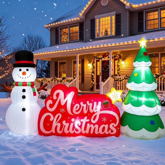 10 FT Christmas Inflatables, Merry Christmas Sign Blow-up Yard Decorations with LED Lights for Garden Holiday Yard Lawn Porch
