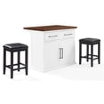 thumbnail image 1 of Pemberly Row 3-Piece Wood Kitchen Island w/ Square Stools in White, 1 of 18