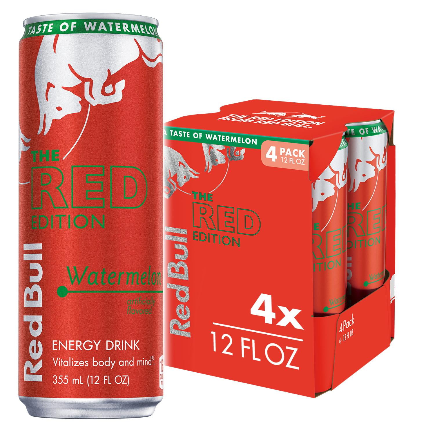 Red Bull Energy Drink, Watermelon, Red Edition, 12 fl oz (4 Pack